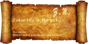 Zakariás Margit névjegykártya